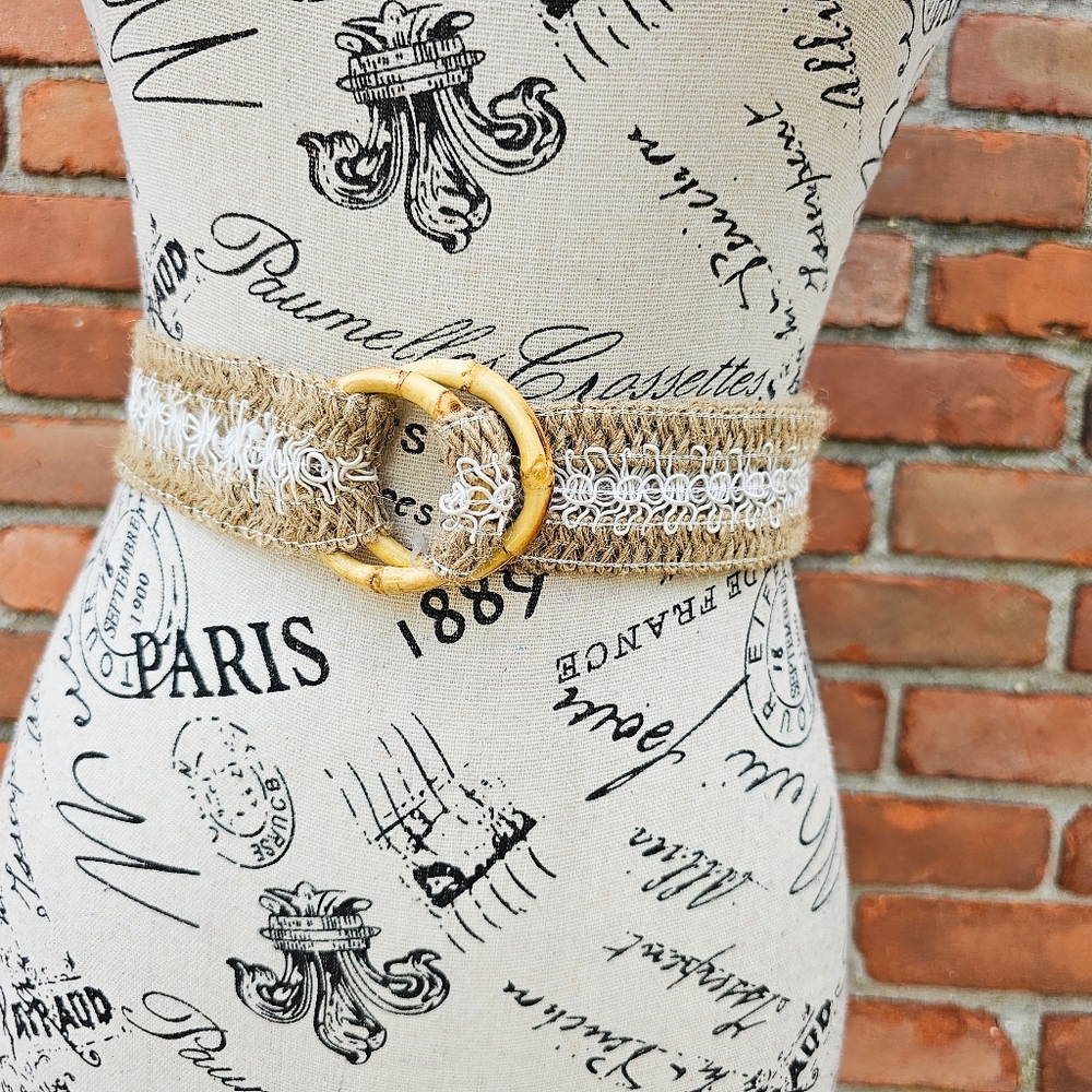 Stylish Bohemian Lightweight Burlap Statement Belt.